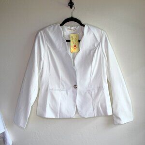 NWT Shi Long Fashion Size XL White Blazer Jacket with Shoulder Pads